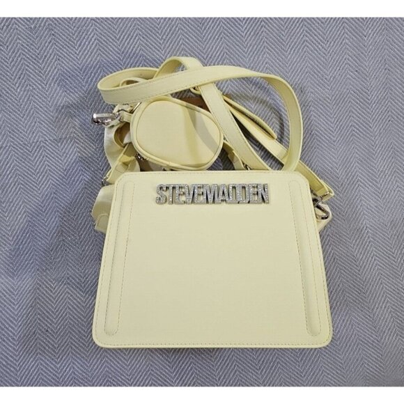 Steve Madden NWT Bevelyn-G Satchel Butter Yellow Crossbody Rhinestones Bling - Picture 13 of 16
